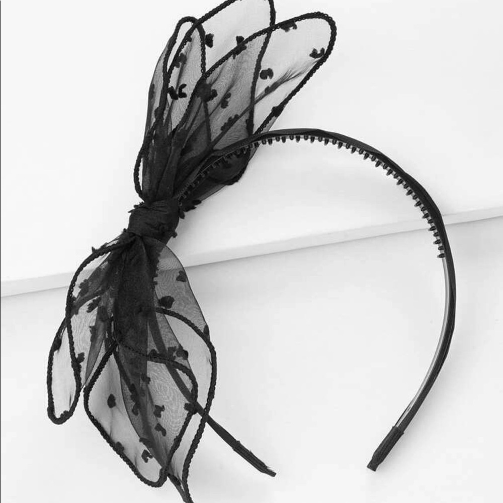 Black Layered Lace Headband Bow